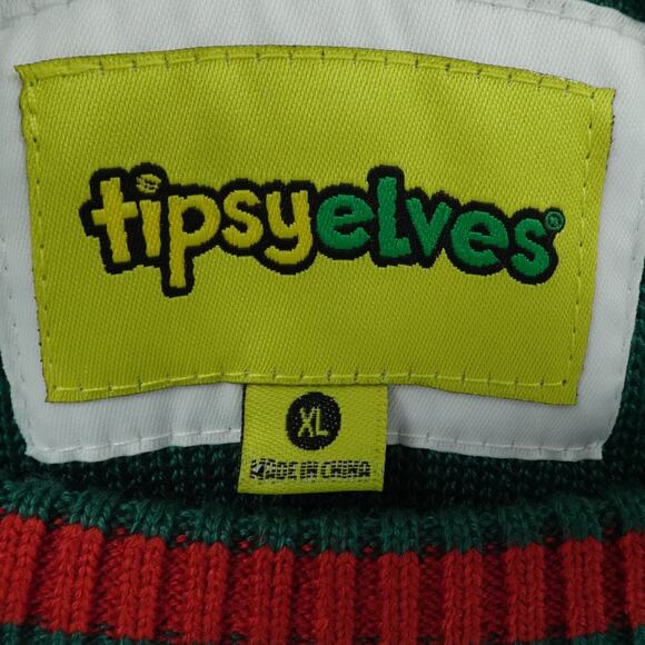 Tipsy Elves Ugly Christmas Sweater Mens Extra Large Green Deer Gains Funny - Picture 3 of 10